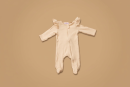 The Little Royals Beige Ribbed Cotton Baby Onesie Set