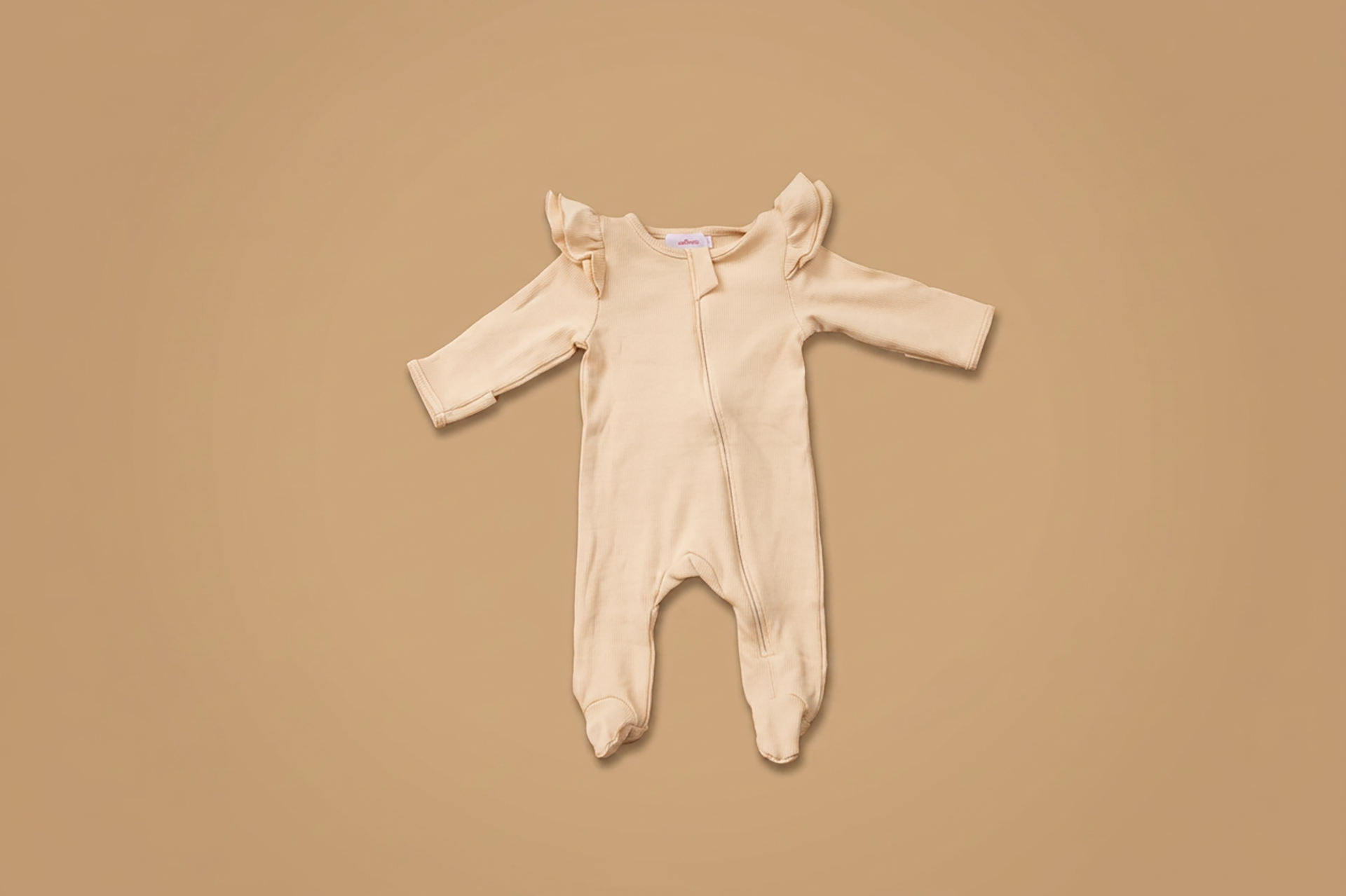 The Little Royals Beige Ribbed Cotton Baby Onesie Set