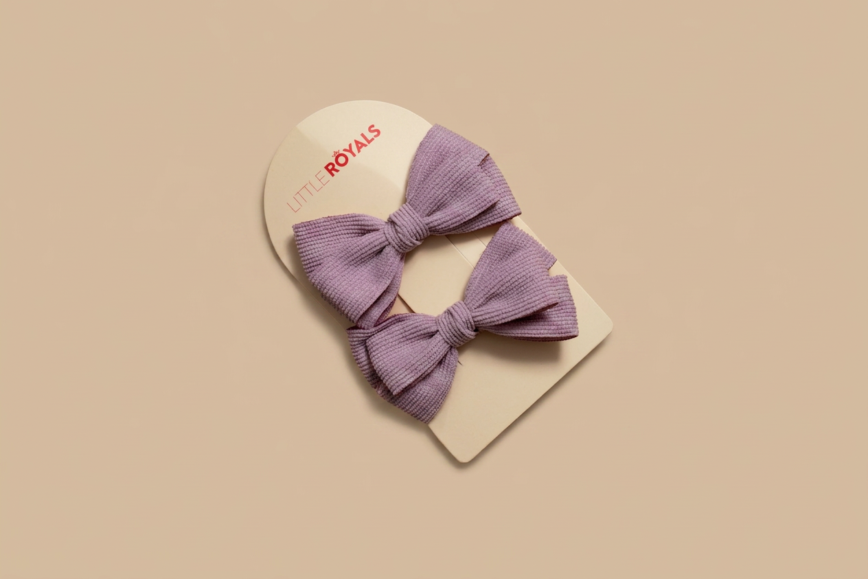 Dusty Lilac Corduroy Bow Slide Clip
