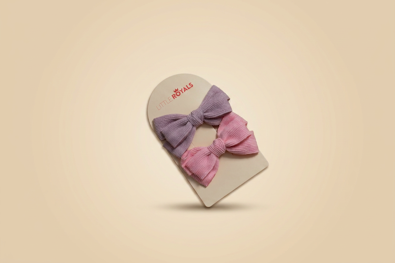 Blush &amp; Lilac Corduroy Bow Clips