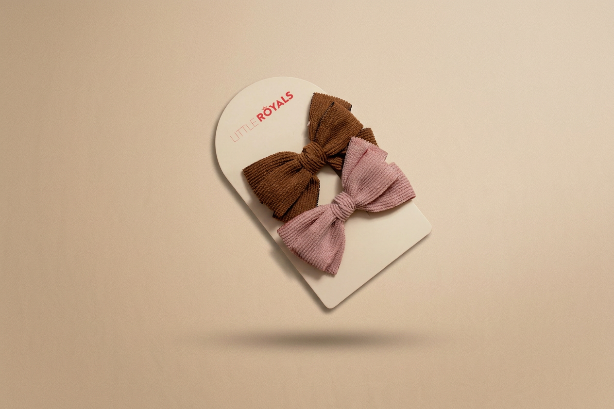 Mocha &amp; Dusty Lilac Corduroy Bow clip
