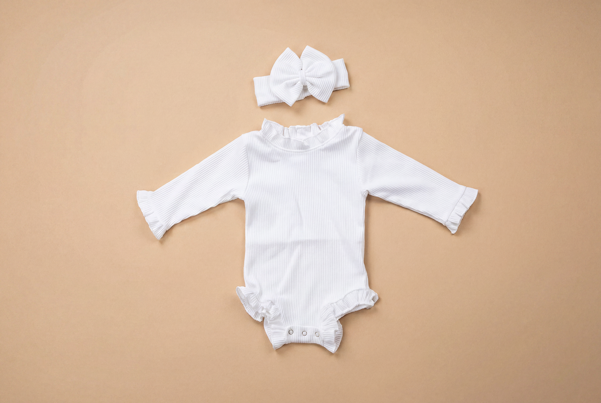 The Sienna Ruffle Cotton Bodysuit Set – White