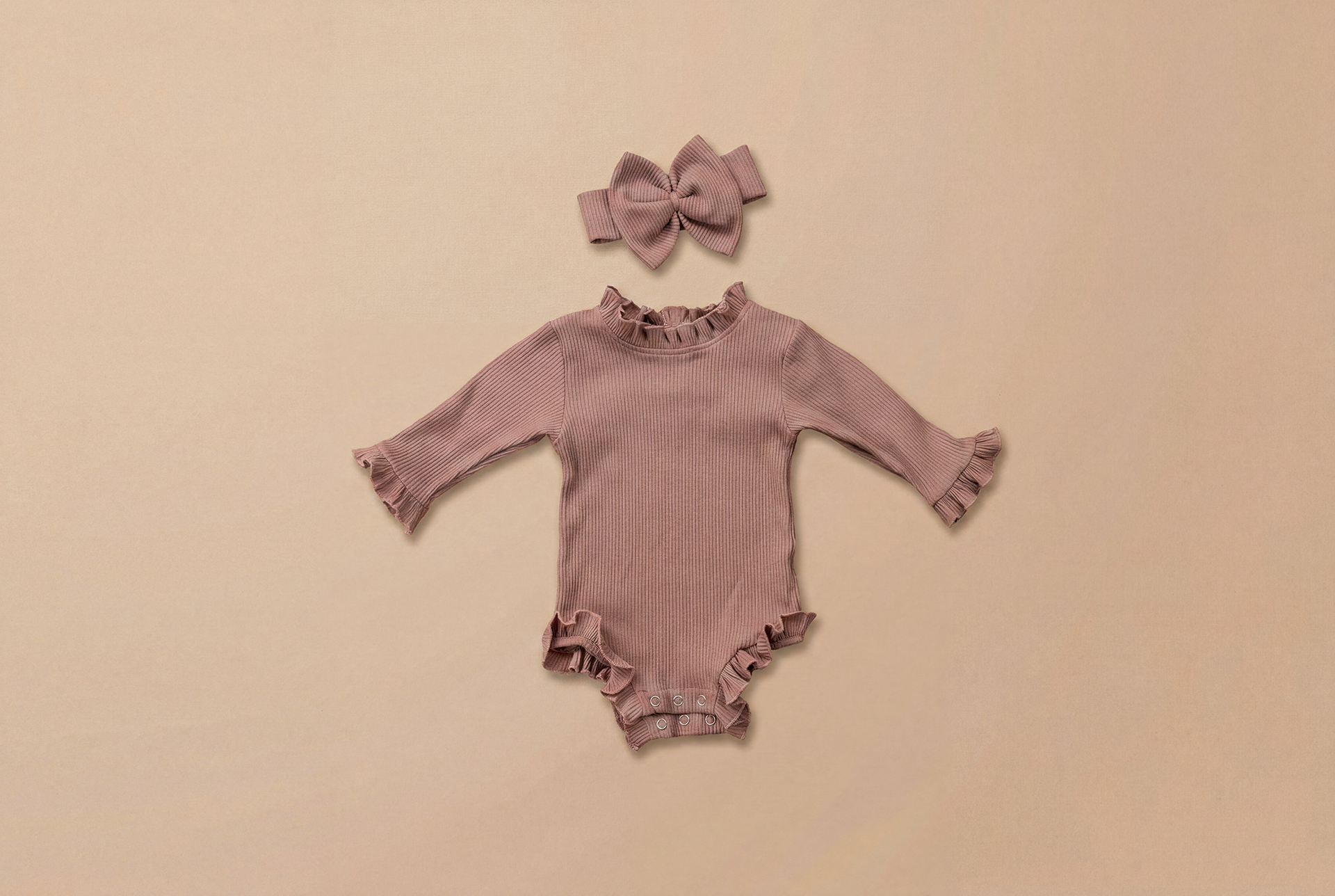 The Sienna Ruffle Cotton Bodysuit Set – Chocolate